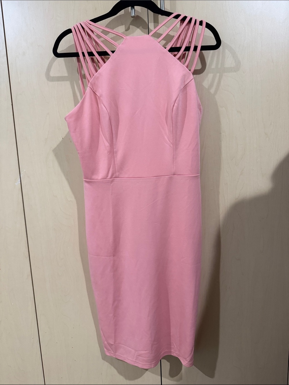 Feminine Grace Karin Pink Strappy Midi Sheath Dress